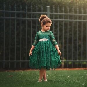 Scully Emerald Lace Formal Dress for Kids